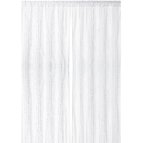 Cottage Home White Ruffled Luxury Cotton 42 x 96 Single Curtain Panel - 42 x 96