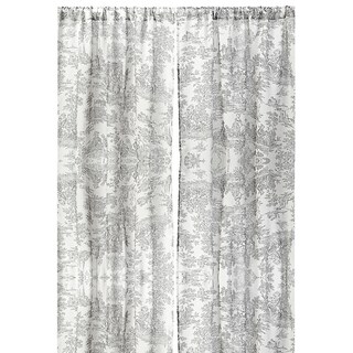 Toile Black White 84 Inch Sheer Curtain Panels Free