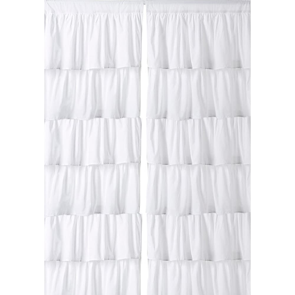 Cotton Ruffled Layered 96 inch Curtain Panel