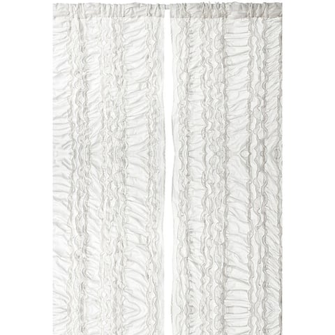 Cottage Home Gray Petite Ruffle Cotton 42 x 96 Single Curtain Panel - 42 x 96
