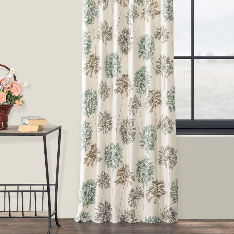 Exclusive Fabrics Allium Botanical Floral Printed Cotton Room Darkening Curtain (1 Panel)