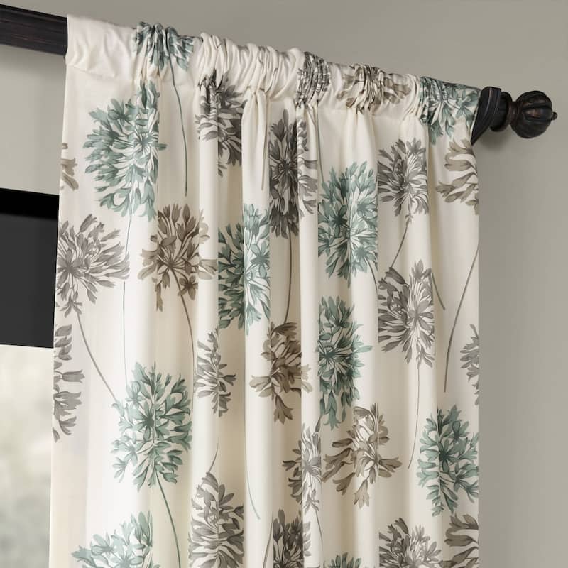 Exclusive Fabrics Allium Botanical Floral Printed Cotton Room Darkening Curtain (1 Panel)
