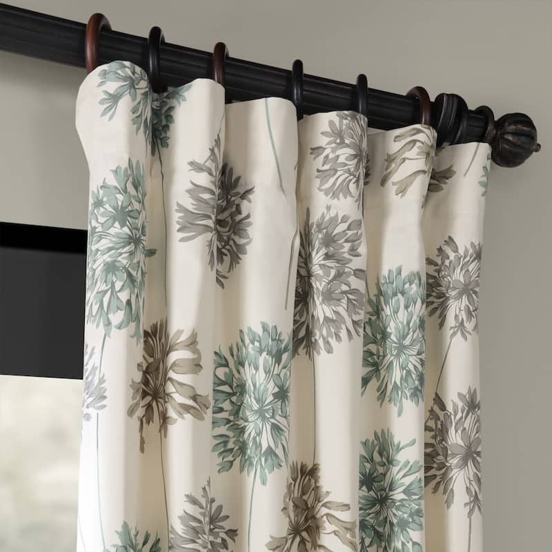 Exclusive Fabrics Allium Botanical Floral Printed Cotton Room Darkening Curtain (1 Panel)