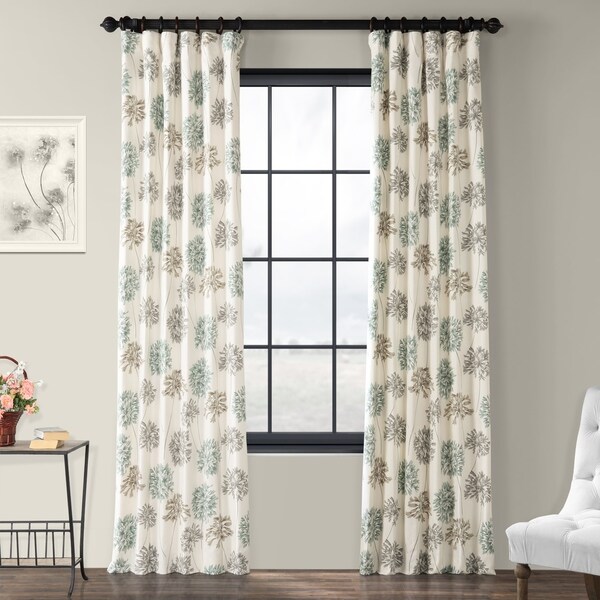 Shop Exclusive Fabrics Allium Blue and Grey Printed Cotton Curtain ...