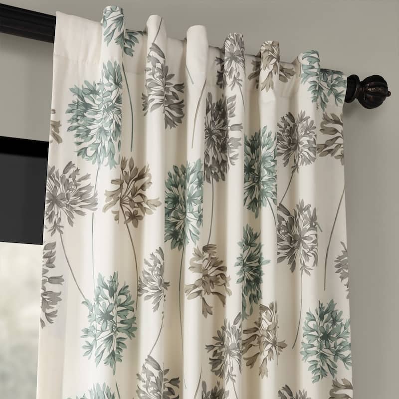 Exclusive Fabrics Allium Botanical Floral Printed Cotton Room Darkening Curtain (1 Panel)