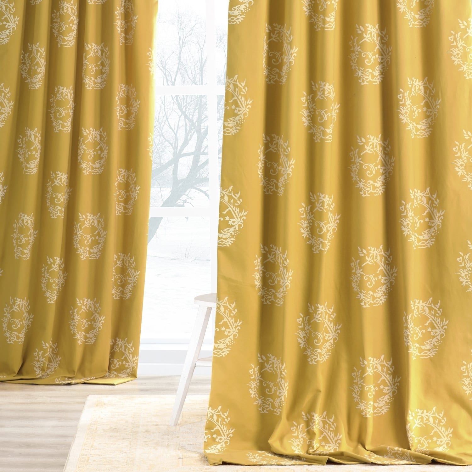 Isles Mustard Printed Cotton Curtain Panel Today $75.79   $88.99