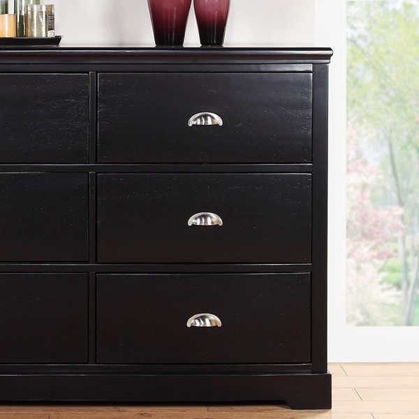 Merrill Avenue 6-drawer Black Finish/ Silver Hardware Dresser