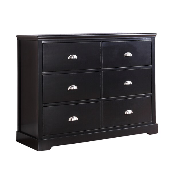 Merrill Avenue 6-drawer Black Finish/ Silver Hardware Dresser