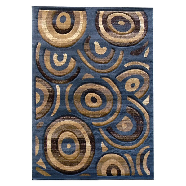 Blue Geometric Ovals Area Rug (5' x 7') 5x8   6x9 Rugs