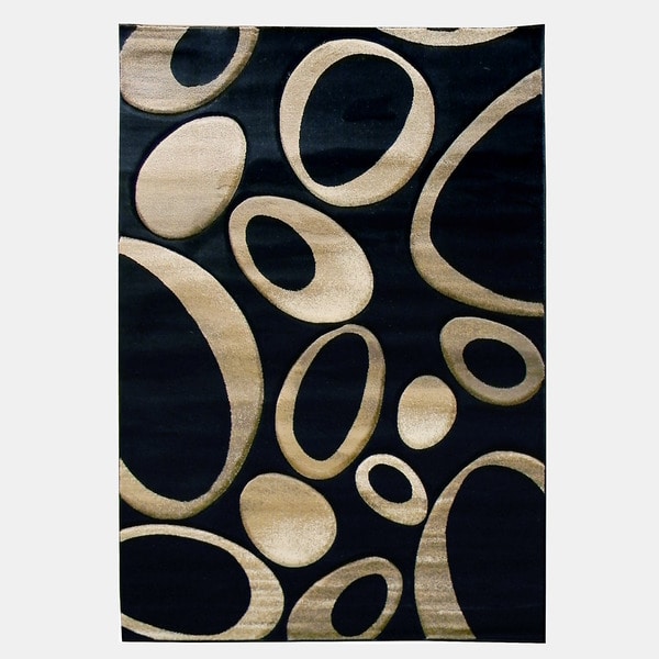 Black Geometric Ovals Area Rug 5 x 7 e9c25e57 daf1 4bd4 9006