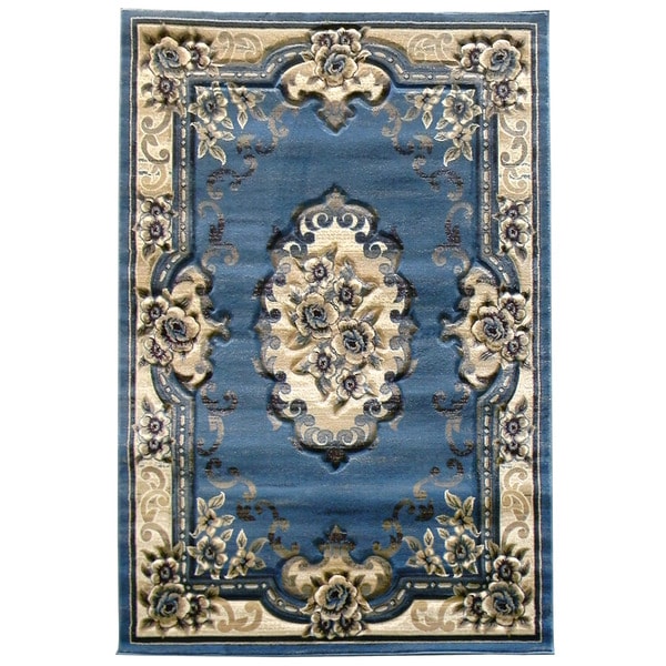 Shop Traditional Oriental Blue Area Rug (5' x 7') 5' x 7' Free Shipping Today Overstock