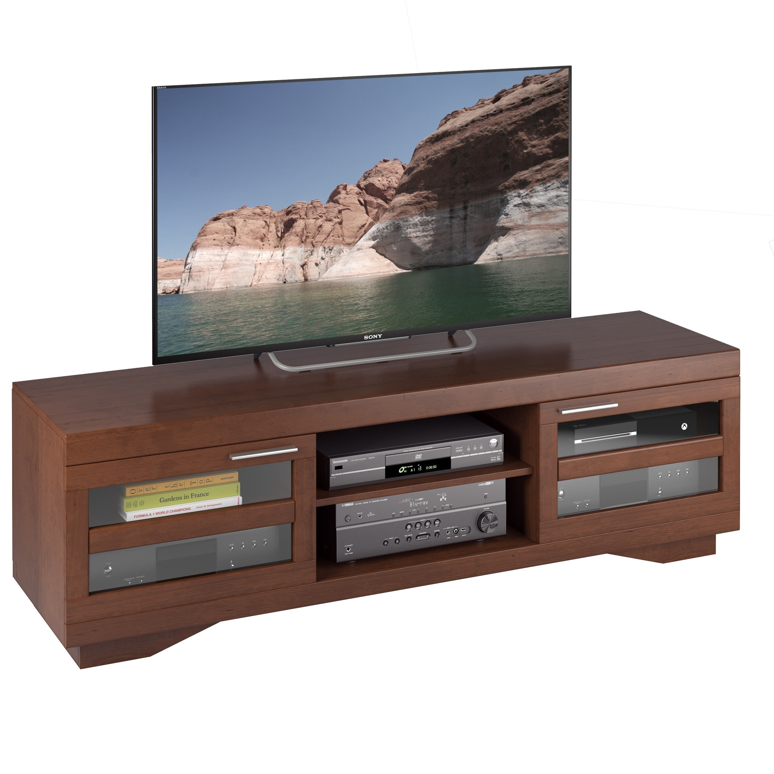 Sonax Granville Warm Cinnamon Wood Veneer 66 inch Tv Bench