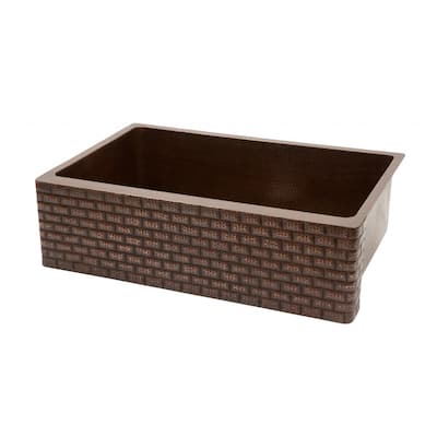 Premier Copper Products Hammered Copper 33-inch Tuscan Apron Kitchen Sink (KASDB33229B)