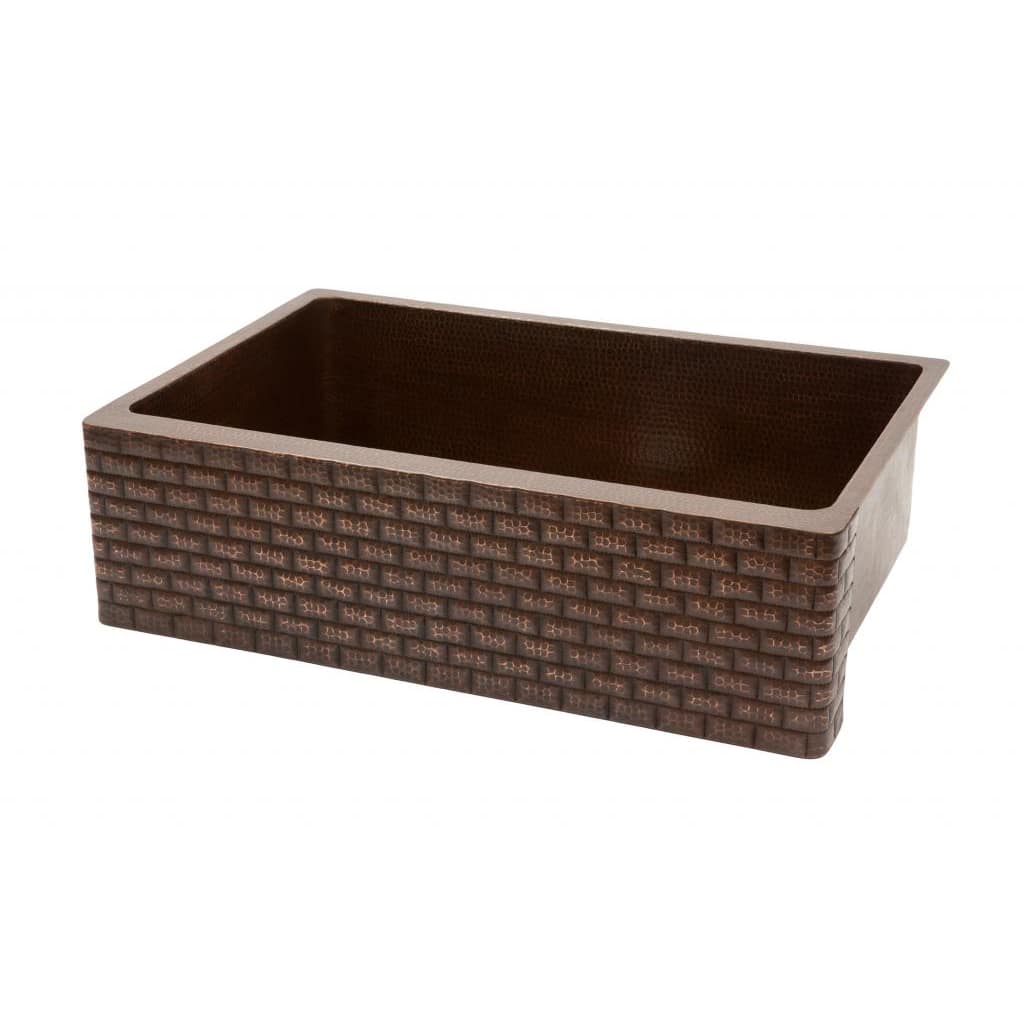 Premier Copper Products Hammered Copper 33-inch Tuscan Apron Kitchen Sink (KASDB33229B)