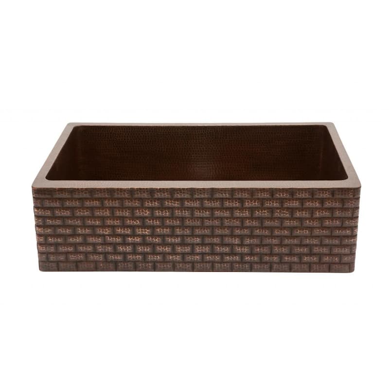 Premier Copper Products Hammered Copper 33-inch Tuscan Apron Kitchen Sink (KASDB33229B)