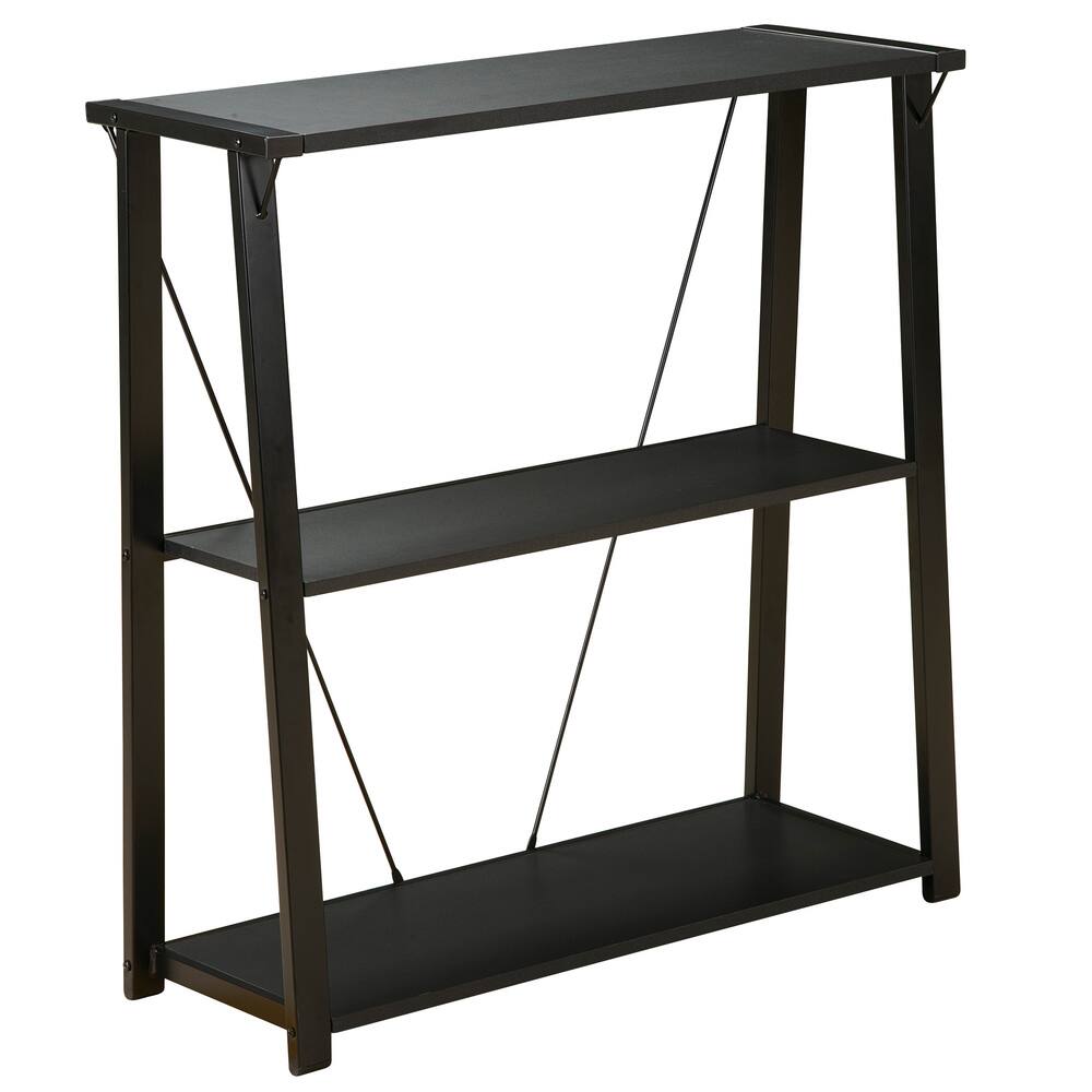 Orion Black Three-shelf Metal Bookshelf