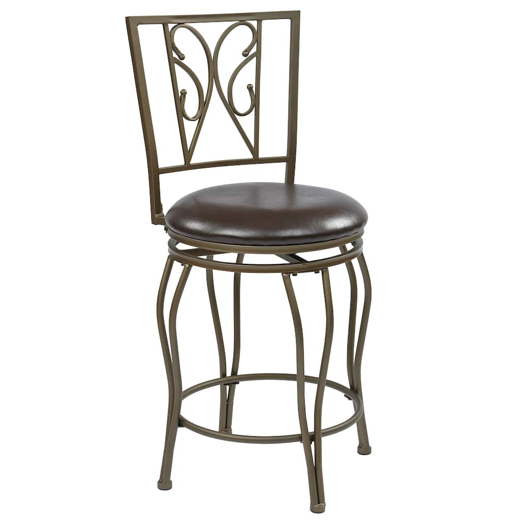 Cosmo 24-inch Ash Metal Upholstered Swivel Barstool