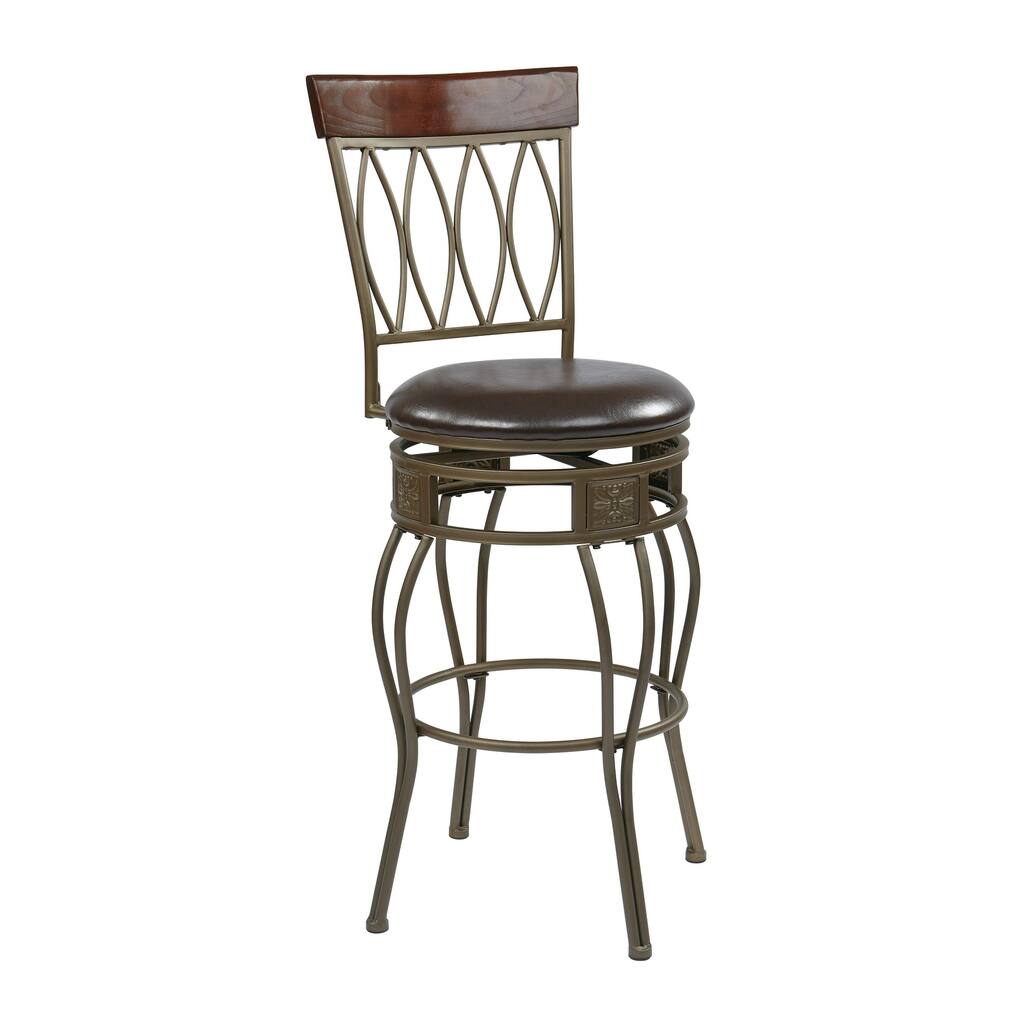 OSP Home Furnishings Cosmo 30-inch Ash Metal Upholstered Swivel Barstool