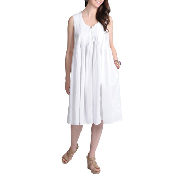 La Cera Women's Pleated and Embroidered Casual Dress