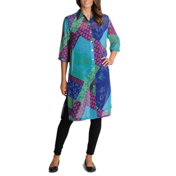 Shop La Cera Women's Printed Sheer Duster Top Free Shipping On Orders