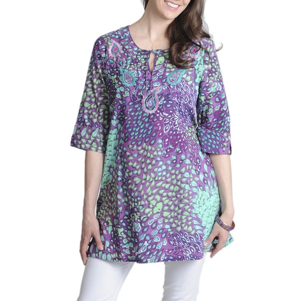 La Cera Women's Printed 'Voile Caftan' Tunic