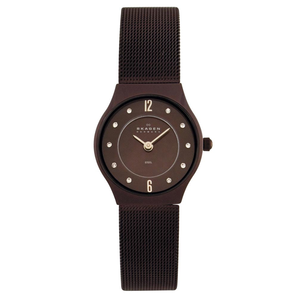 Skagen Womens Brown Dial Crystal Accented Watch Today $79.99