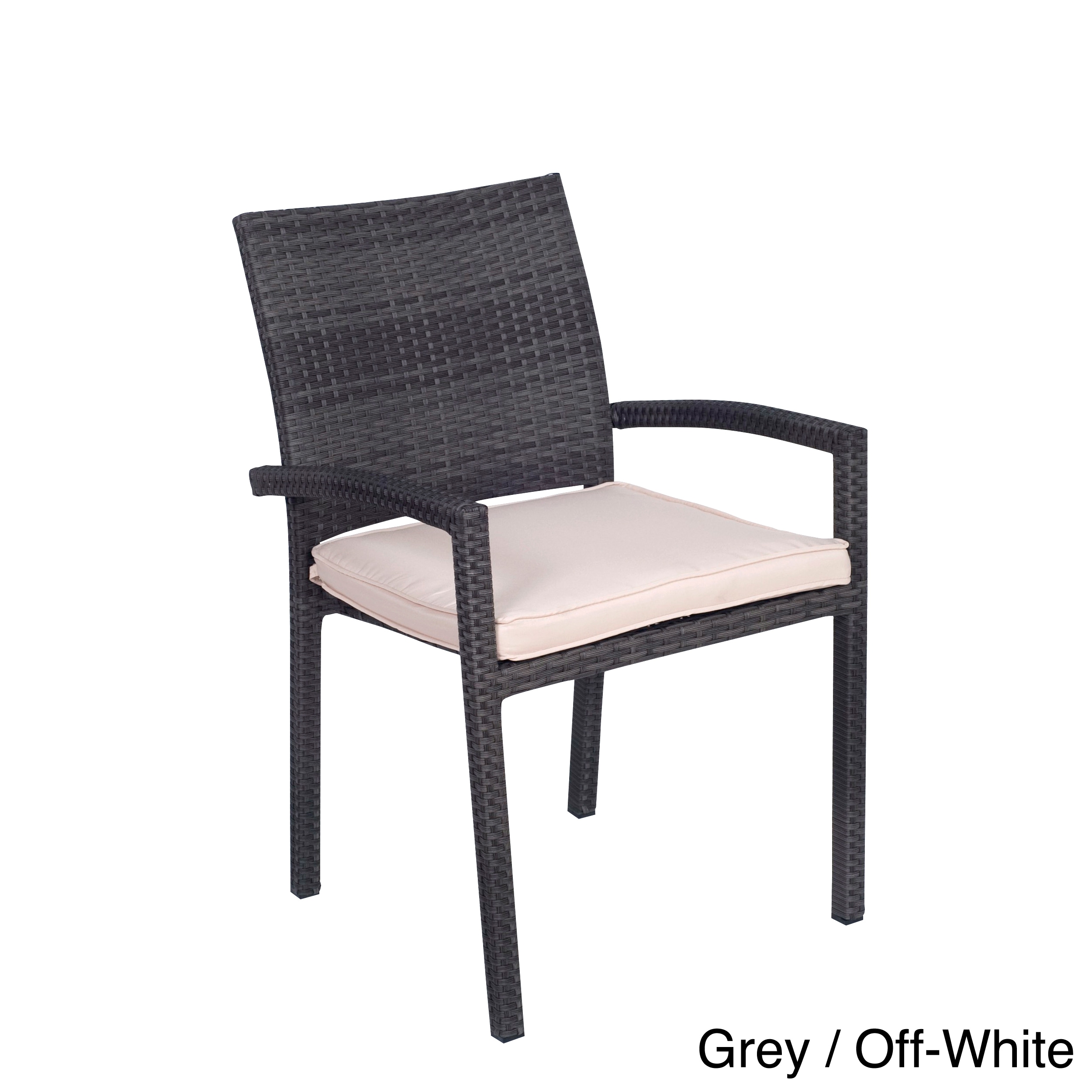 Liberty Wicker Grey Outdoor Stacking Arm Chair (set Of 4)