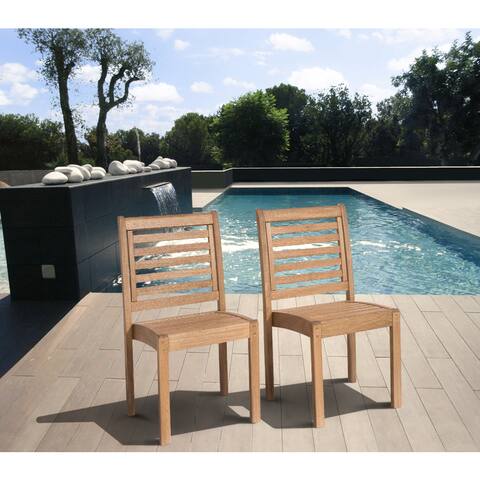 Tottenville Eucalyptus Wood Stackable Side Chairs (Set of 2) by Havenside Home