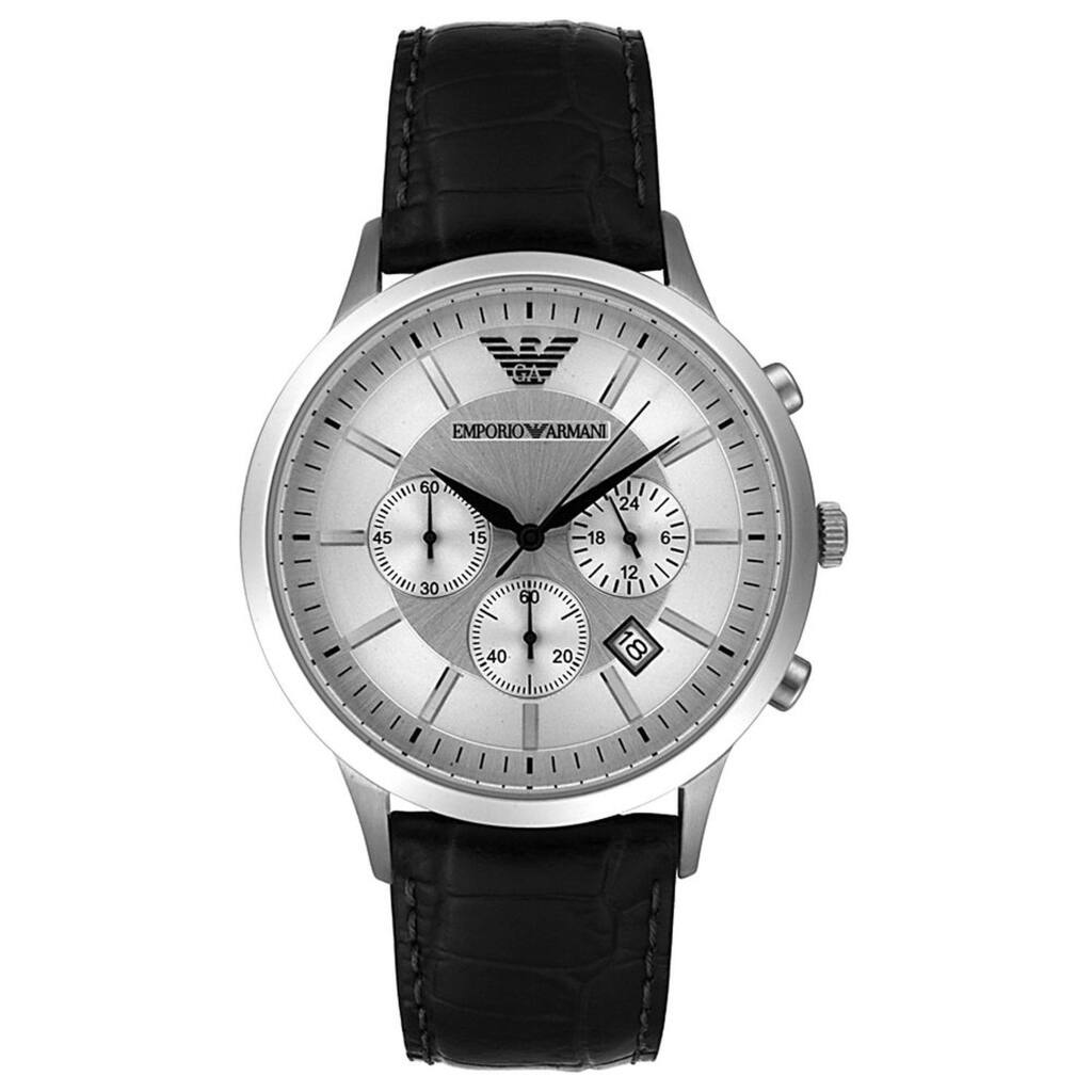 Emporio Armani Men's AR2432 Classic Black Leather Chronograph Watch
