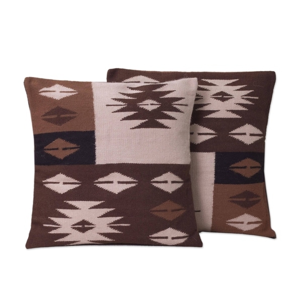 Handmade Set of 2 Alpaca 'Starlight on Earth' Cushion Covers (Peru)