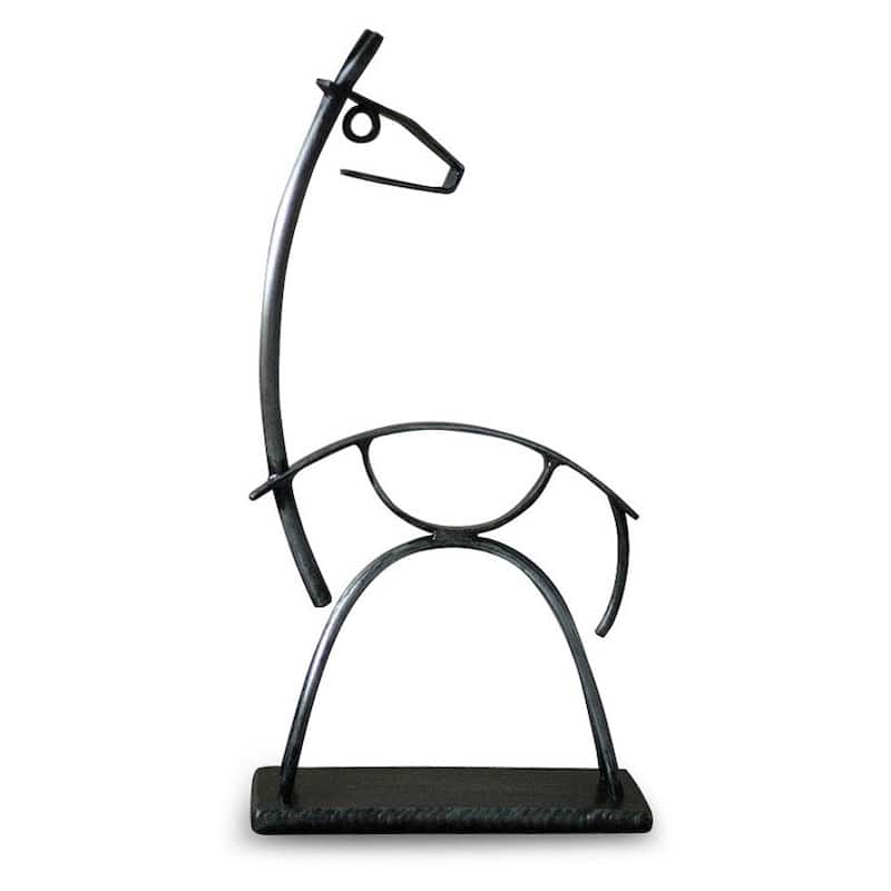 Handmade Steel 'Andean Llama' Sculpture (Peru) - 7"x14"
