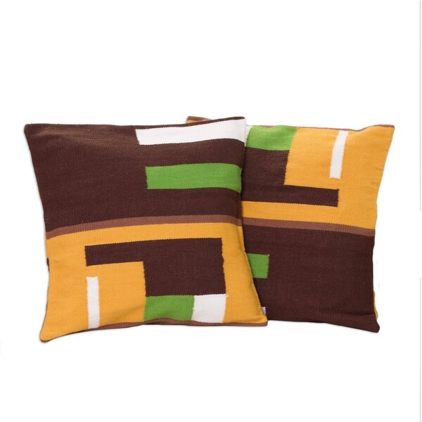Handmade Alpaca Blend Andean Moon Set of 2 Cushion Covers (Peru)