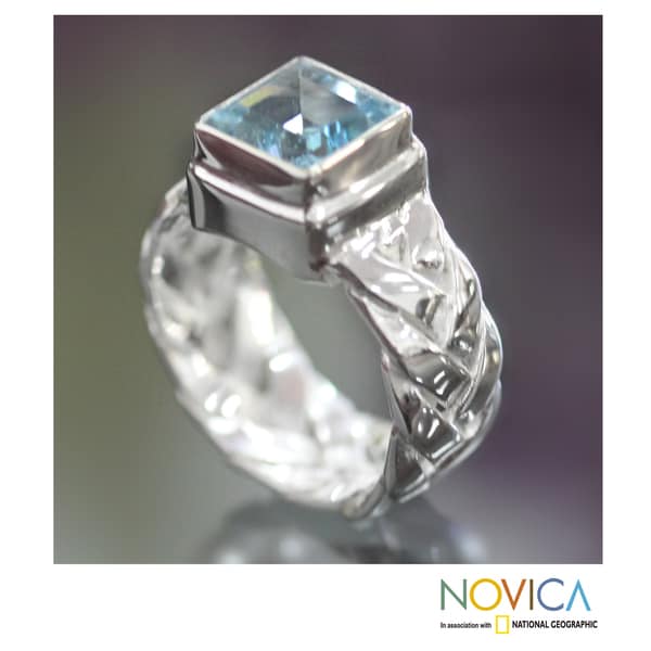 Sterling Silver 'Light of Truth' Blue Topaz Solitaire Ring (Indonesia) Novica Rings