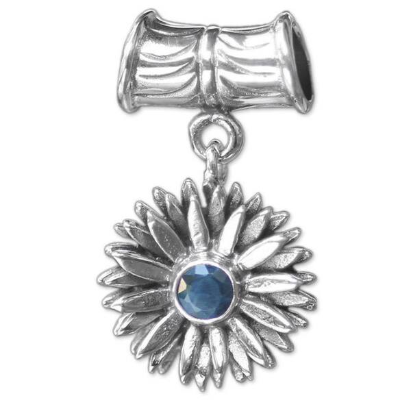 Handmade Sterling Silver 'September Aster' Sapphire Pendant (Indonesia) - 1.0" L x 0.6" W x 0.3" D