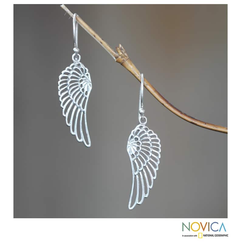 Handcrafted Sterling Silver 'Wings' Earrings (Indonesia)