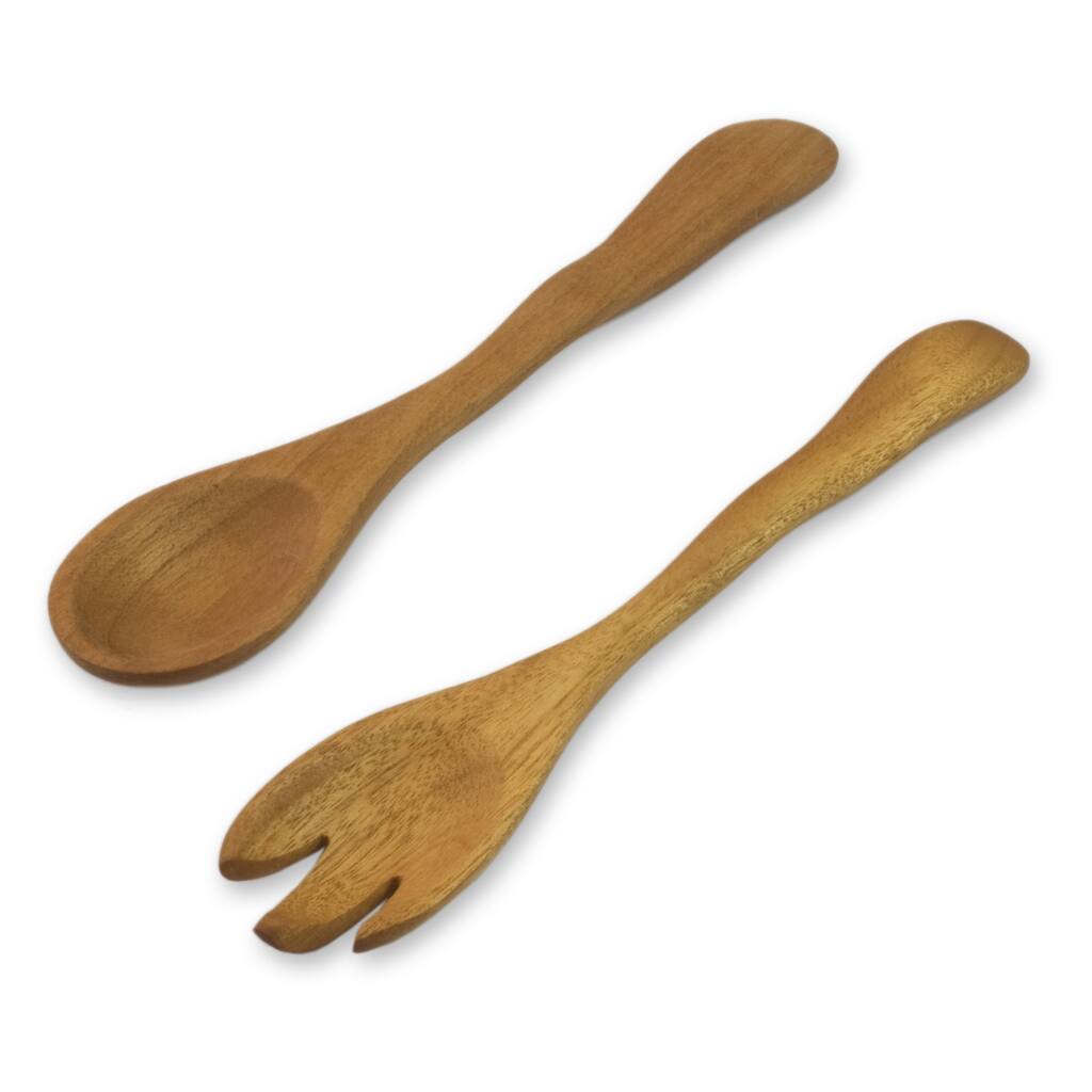 Cedar Wood 'Forest Whisper' Salad Serving Set - Brown