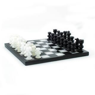 NOVICA Triumph Hand Carved Onyx and Marble Game Decorative Chess Set