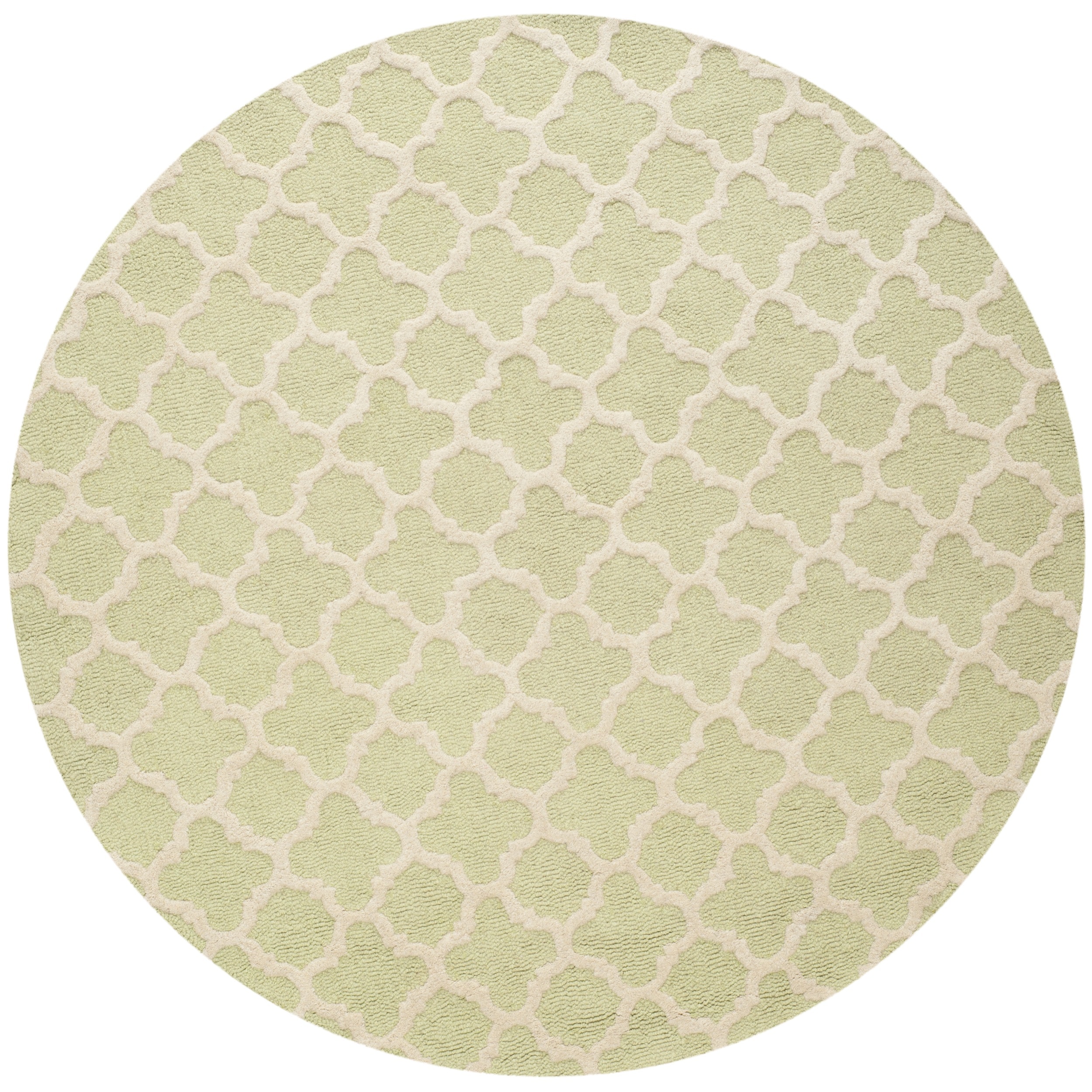 Safavieh Handmade Cambridge Moroccan Light Green Geometric patterned Wool Rug (6 Round)