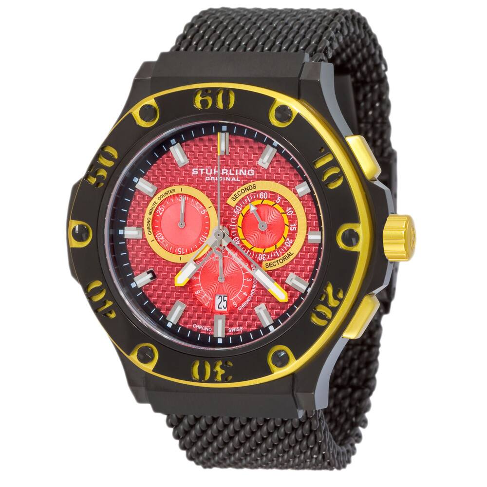 Stuhrling Original Men's Iconoclast Red-Dial Quartz Mesh Band Watch