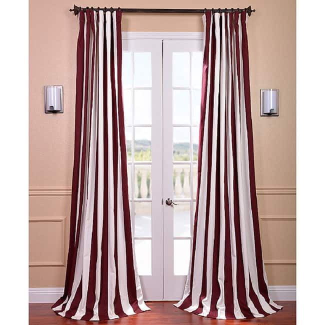 Exclusive Fabrics Cabana Burgundy Stripe Cotton Curtain Panel
