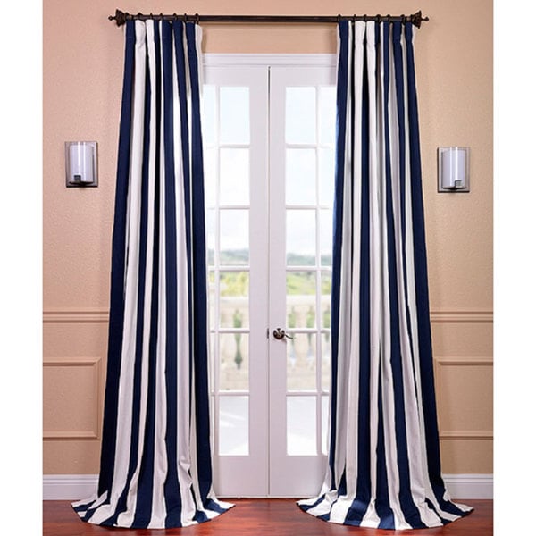 EFF Cabana Navy Stripe Cotton Curtain Panel