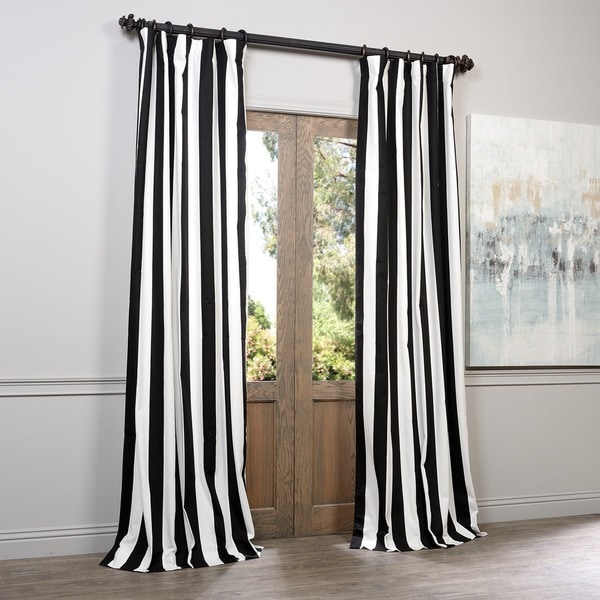 Shop Exclusive Fabrics Cabana Black Stripe Cotton Curtain Panel - Free ...