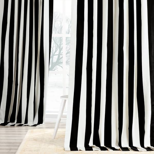 Exclusive Fabrics Cabana Cotton Horizontal Stripe 108-inch Curtain (1  Panel) - On Sale - Bed Bath & Beyond - 11976642