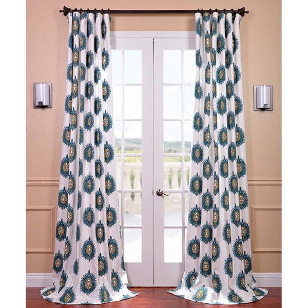 EFF Allium Blue and Grey Printed Cotton Curtain Panel