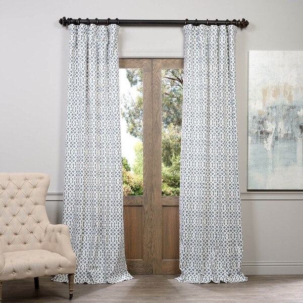 Shop Exclusive Fabrics Nairobi Denim Printed Cotton Curtain Panel