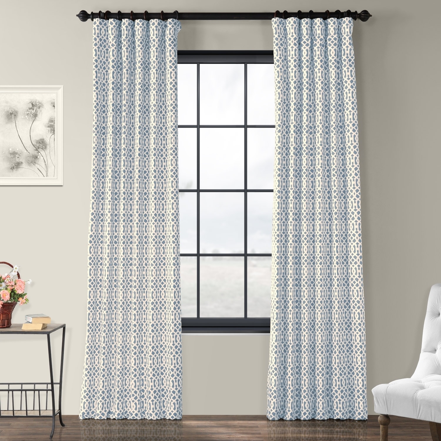 Nairobi Denim Printed Cotton Curtain Panel