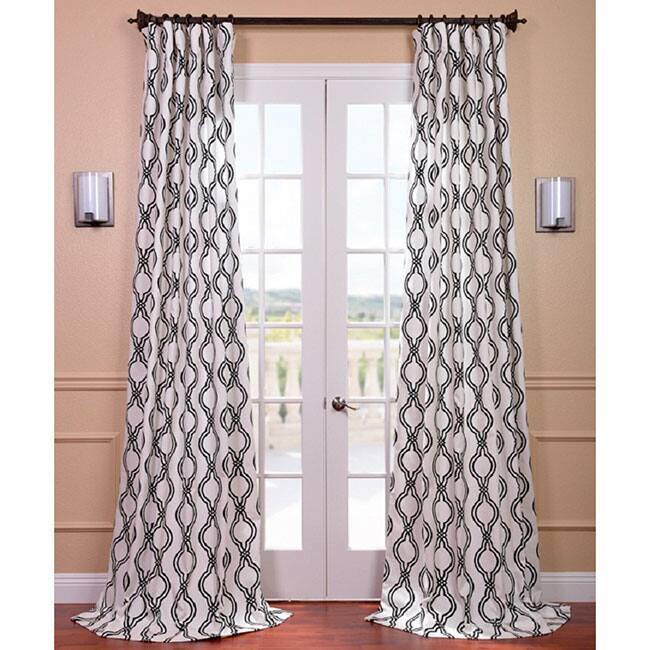 Exclusive Fabrics Ogee Black Printed Cotton Curtain (1 Panel)