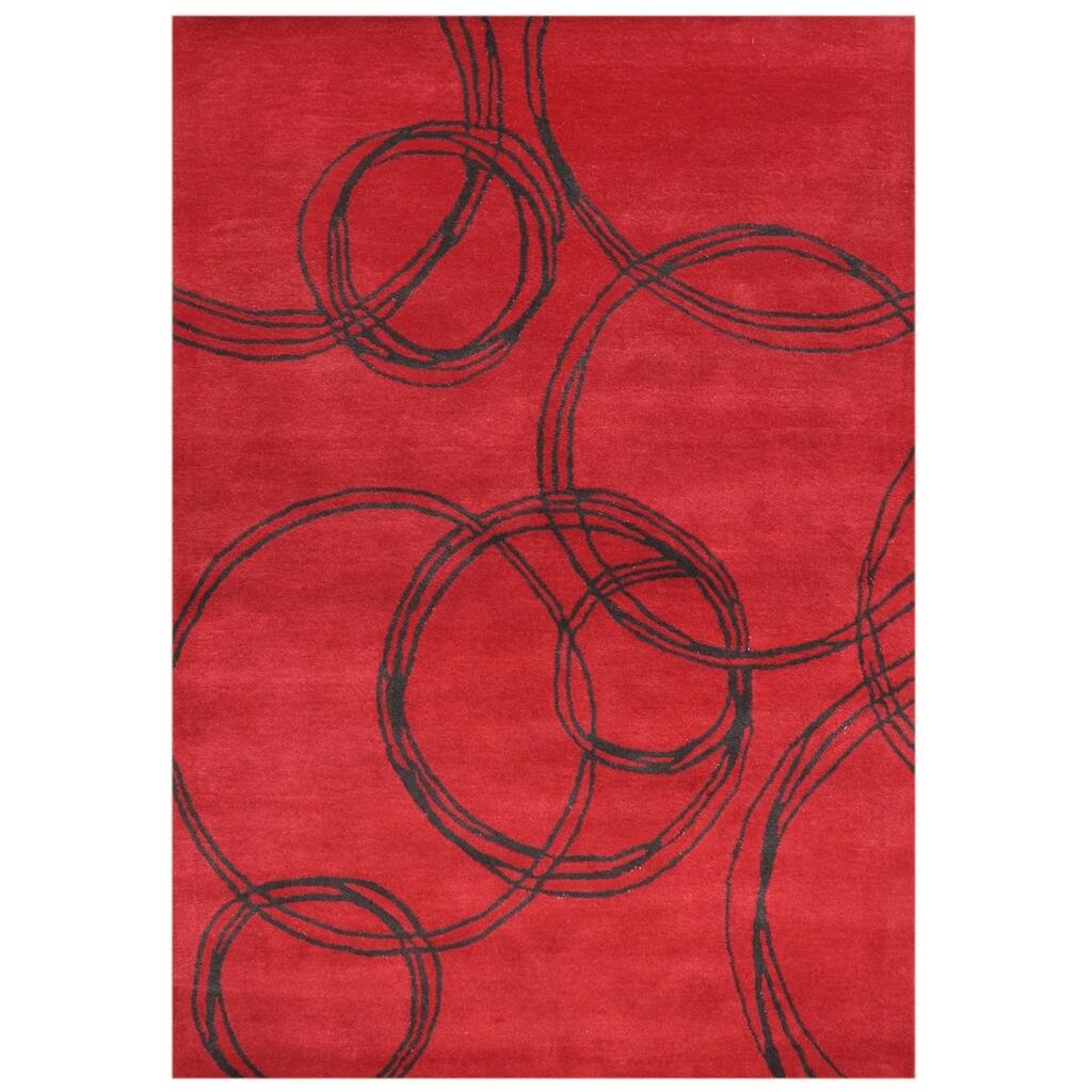Hand-carved Alliyah Hand Made Red Wool Blend Rug (5' x 8') - 5' x 8'