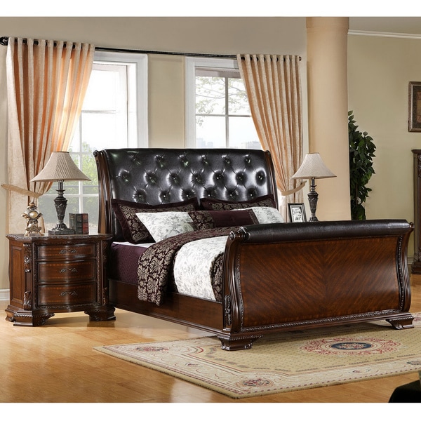 Shop Furniture Of America Luxury Brown Cherry Leatherette Baroque Style