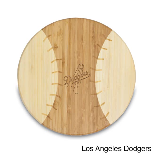 MLB National League 'Homerun!' Bamboo Round Cutting Board - Brown/Los Angeles Dodgers